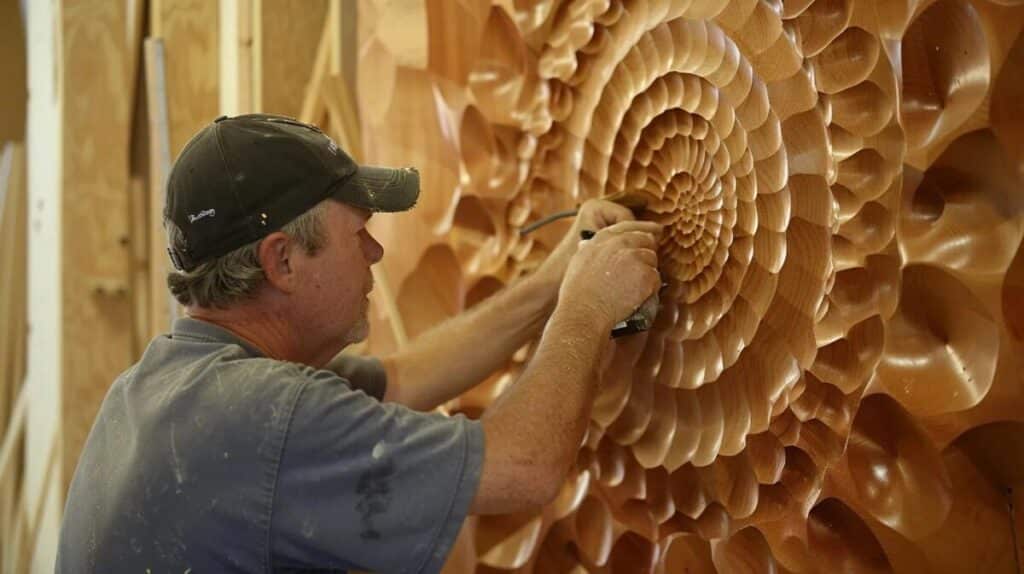 man installing tambour