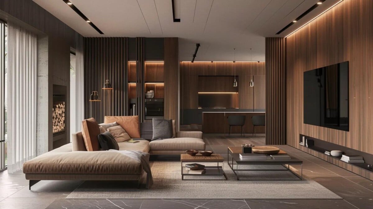 modern interiors with walnut veneer