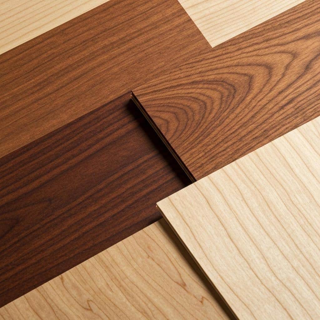 Professional installing wood veneer wall panels with tools and precision